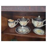 Hand painted eteson China dragon teapot, cream