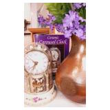 Ceramic Carousel Clock with vase a Lavender