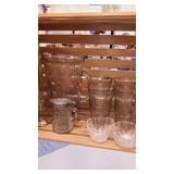 Group of glass ware, pitcher with 4 matching