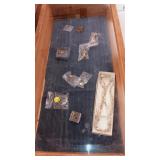 Large wood display case 25" x 12" with jewelry