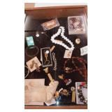 Wood display case 23" x 17" all jewelry inside