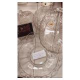 Group of cut glass, swan dish, lace imperial bowl