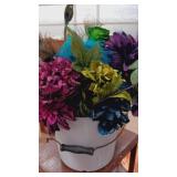 Large enamel B&W bucket with beautiful floral
