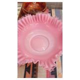 13"  Fenton fuffle Pink bowl