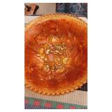 10" carnival glass floral bowl