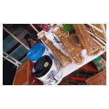 Bud Vases, Woid box with napkins, & more