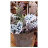 Metal Silver Can with Blue & lavender Floral