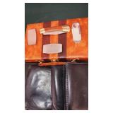 Brown Leather domino case, 3 pocket Knives, money