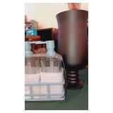 Beautiful heavy large candle holder with candle &