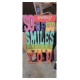 Smile wood hanging sign 21inx11in