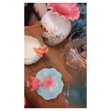 Group of 2 Royal Copley blue with birds &