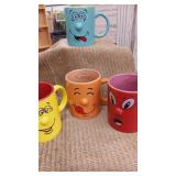 Face Mugs x4 with morning quotes