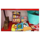 Everything on fourth shelf of unit