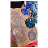 Group of Blue Glass dishes