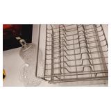 Small cut glass dishes & dish drain small