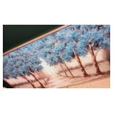 Blue & White forest picture with silver frame