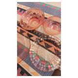 Pink Depression glass 2 small bowls & plates