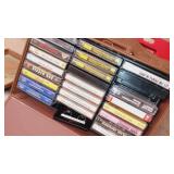 Cassette tapes in carrying case
