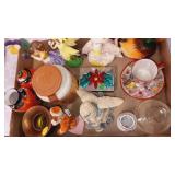 Flat of collectibles ducks fairies bear and more