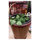 Large planter bucket with silk greenery 17"x15"