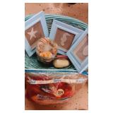 Decorative blue Shell Pictures, basket,  candles