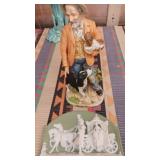 Statue of man with dogs 11" & vintage plaque 8"