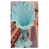 14" tulip vintage vase teal color