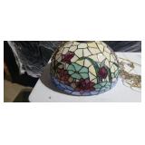 Hanging stained glass lamp with flowers 16in