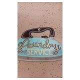 Laundry service metal sign teal & black 19"x13"