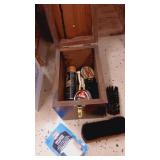 Shoe shine kit with wooden box and accessories