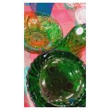 Beautiful emerald green bowls & large Bell