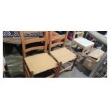 2 wood woven bottom chairs