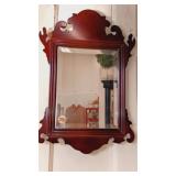 Cherry wood ornate beveled wall mirror 11"x18"