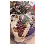 Large ceramic grapevine face with floral