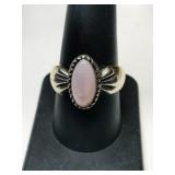 Silver pink stone marked 925 size 9.  .295oz