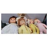 5 vintage dolls some wear
