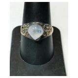 Silver white stone Ring marked 925 size 9