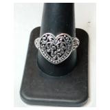 Silver heart  Ring marked 925 size 10   .190oz