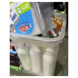 Container of different floor cleaners several