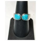 Silver turquoise Ring marked 925 size 8   .165oz