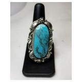 Silver turquoise Ring marked R.B.925 size 9