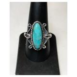Silver turquoise Ring marked 925 size 9    .160oz