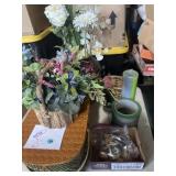 Faux flowers, sunglasses, picnic basket,