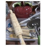 Apple Cookie Jar with assorted kitchenware