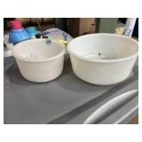 2 vintage white milk glass mixing bowls