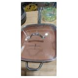 Copper chef skillet with lid 12in