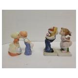 2 porcelain kissing couples 4in