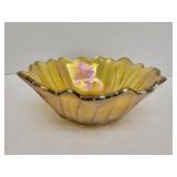 Indiana Carnival Glass Amber Sunflower dish 7x3in