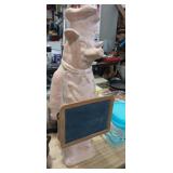 25in Ceramic pig chef , holding chalk board