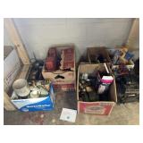 Tow ball, oil cans, tools, old car radios, &